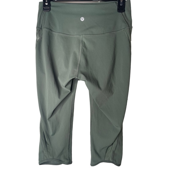 Lululemon Green Capri Leggings Mesh Side Size 8 - Picture 4 of 6